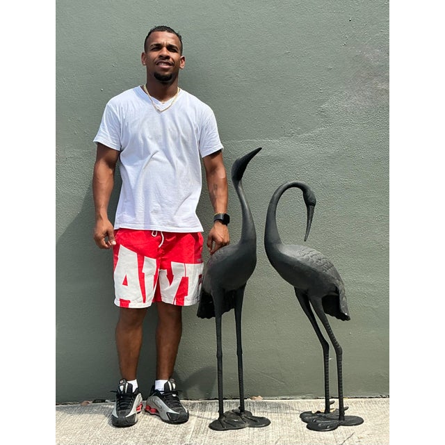 Vintage Cast Aluminum Standing Cranes - Set of 2 For Sale In West Palm - Image 6 of 12