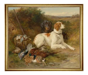 "Hunting Dogs" Contemporary Reproduction Print on Canvas, Framed