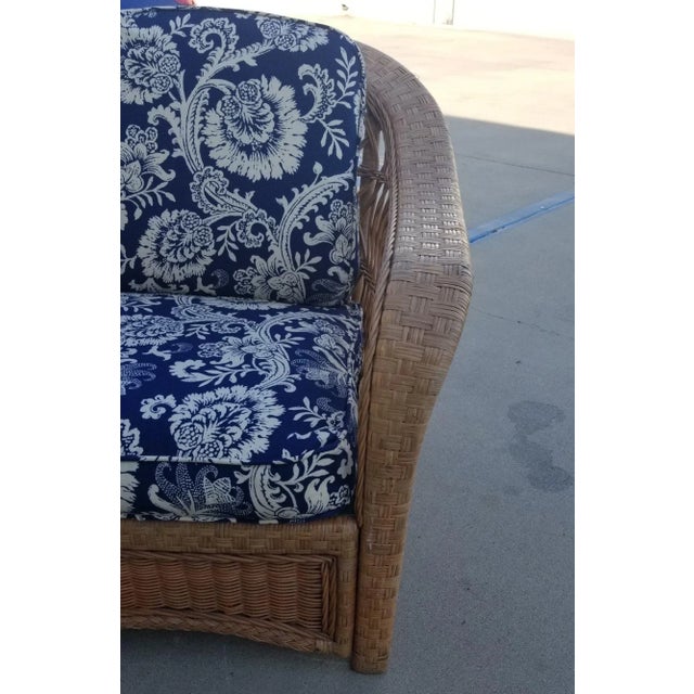 Restored Mid-Century Rattan and Wicker Cobra Back Lounge Chair For Sale - Image 4 of 6