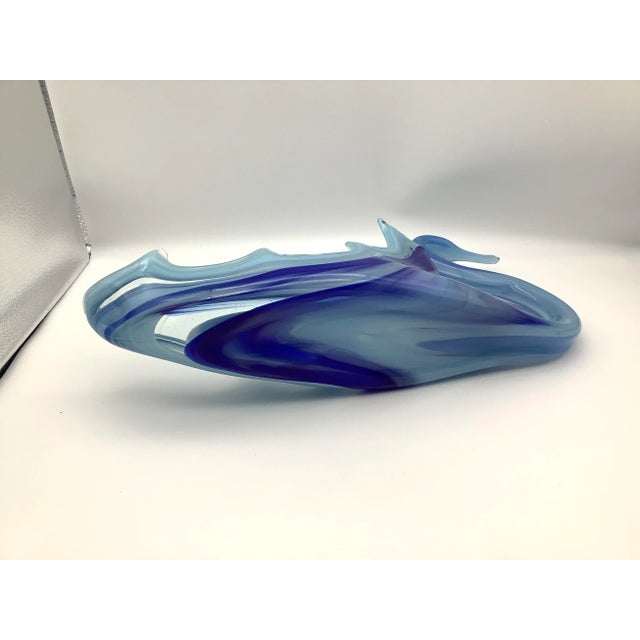 Late 20th Century Light and Dark Blue Glass Bird Decorative Table Centerpieces For Sale - Image 11 of 13