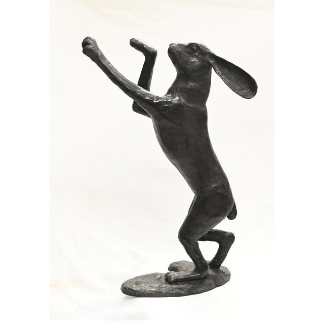 Bronze Boxing Hares Statues, Set of 2 For Sale - Image 9 of 13