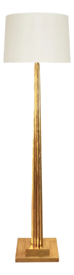 Matthew Izzo Home Capone Gold Leaf Floor Lamp With White Silk Shade