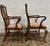 Red Vintage Queen Anne Style Carved Oak Checkered Print Arm Chairs For Sale - Image 8 of 12