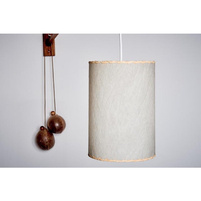 Large Adjustable Teak Coconut Wall Light with Counterweights attributed to Ruprecht Skrip, 1950s For Sale - Image 9 of 16