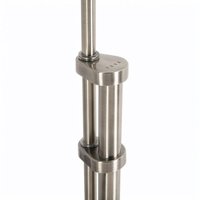 Nova 1980s Nova of California Tambo Floor Lamp - 92" Mid Century Arc Lamp, Dark Walnut Wood Base, Satin Nickel Finish, White Drum Shade For Sale - Image 4 of 6