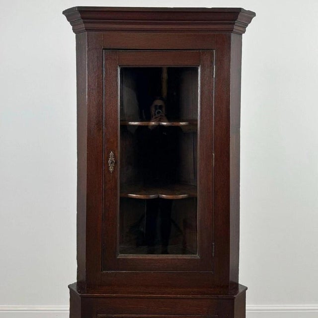 19th Century English Antique Oak Glazed Corner Cabinet For Sale - Image 4 of 6