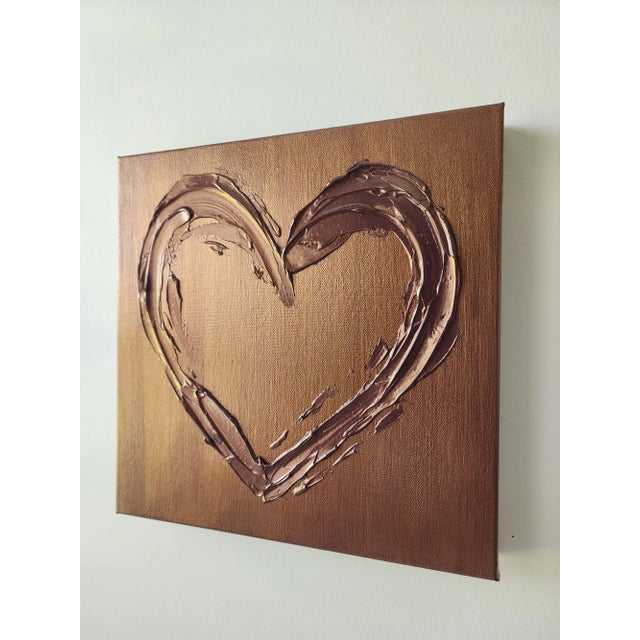 Copper and purple heart painting measuring 12"X12".