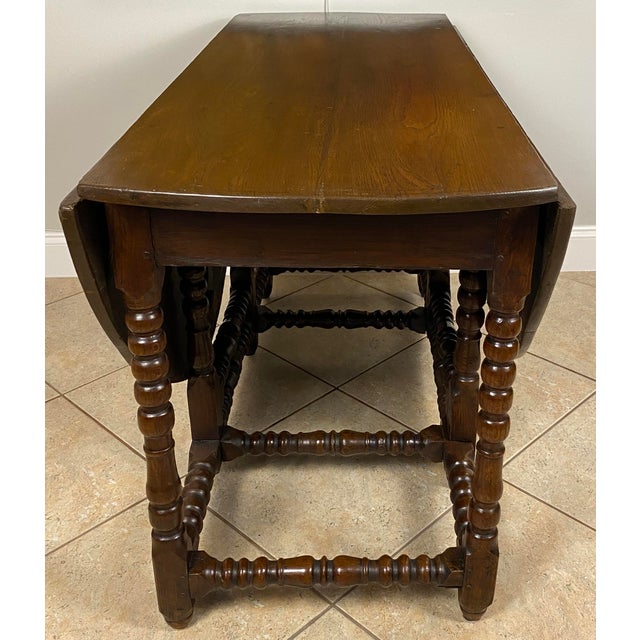 Wood English William and Mary Gateleg Table Barley Twist Legs, 17th–Early 18th C. For Sale - Image 7 of 13