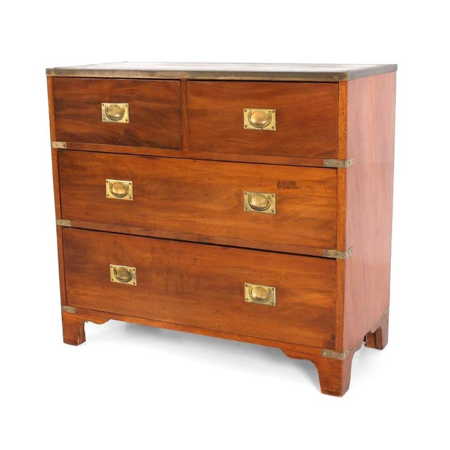 English Mahogany Campaign Chest with Brass Hardware. Chest features two smaller drawers to top with two larger ones below....