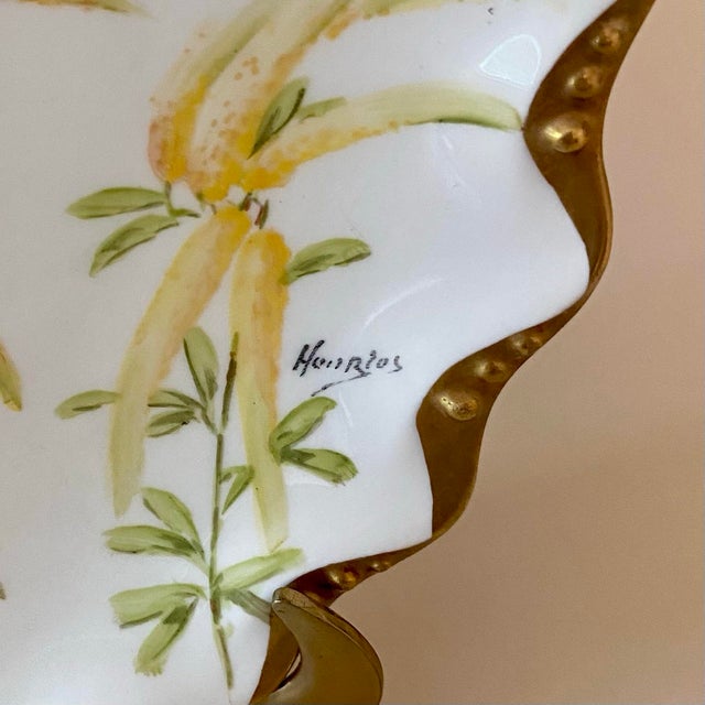 Art Nouveau Antique Limoges France Hand Painted Signed Henriot Wheat With Gold Gilt Plate For Sale - Image 3 of 8