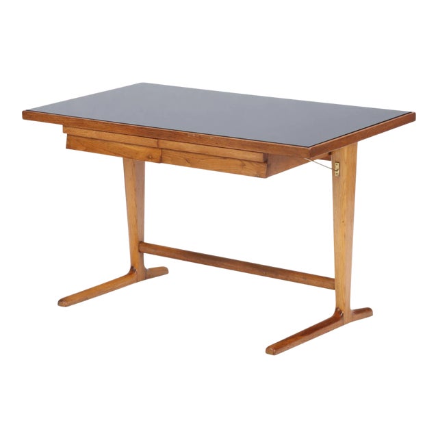 1960s Vintage Italian Architect's Oak Table For Sale