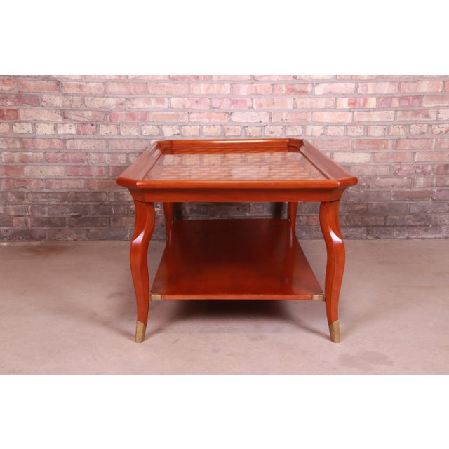 John Widdicomb Italian Provincial Parquetry Top Two-Tier Coffee Table For Sale - Image 10 of 13