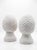 A striking pair of vintage terracotta garden finials, beautifully sculpted in the form of traditional pinecones....