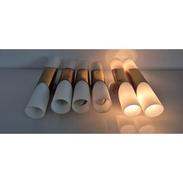 1960s Opal Glass and Brass Wall Sconces by Rolf Krüger for Paul Neuhaus Leuchten, Germany, 1960s, Set of 3 For Sale - Image 5 of 14