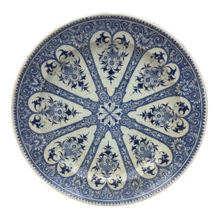 19th Century French Blue & White Faience Dinner Plate Sarreguemines For Sale
