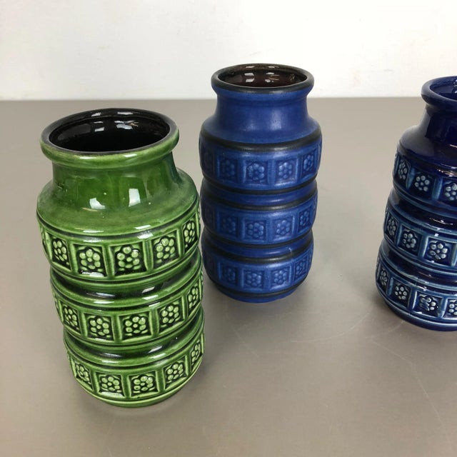 Multi-Color Pottery Fat Lava Vases from Scheurich, Germany, 1970s, Set of 3 For Sale - Image 12 of 18