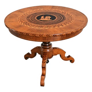 Italian 19th Century Marquetry Inlay Round Center Table For Sale