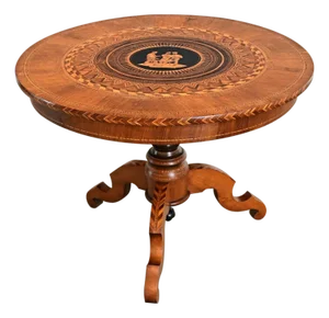Italian 19th Century Marquetry Inlay Round Center Table