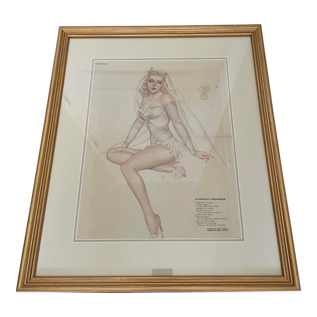 Vintage 1940s Esquire “Varga Girl” Centerfold – “Matrimony Preferred” Alberto Vargas Framed Pinup For Sale
