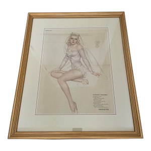 Vintage 1940s Esquire “Varga Girl” Centerfold – “Matrimony Preferred” Alberto Vargas Framed Pinup