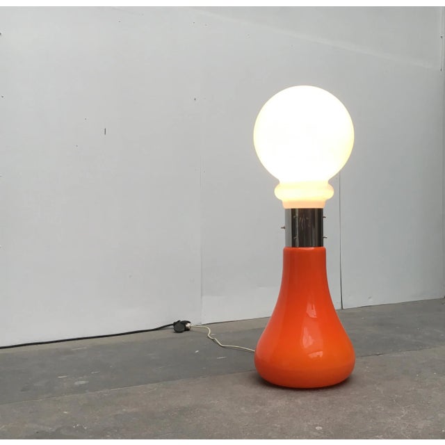 Metal Mid-Century Italian Glass Floor Lamp attributed to Mazzega For Sale - Image 7 of 15