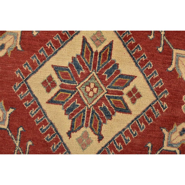 Red Kazak Rug 9’3” X 13’8” Red Wool Tribal Hand-Knotted Oriental Carpet For Sale - Image 8 of 14