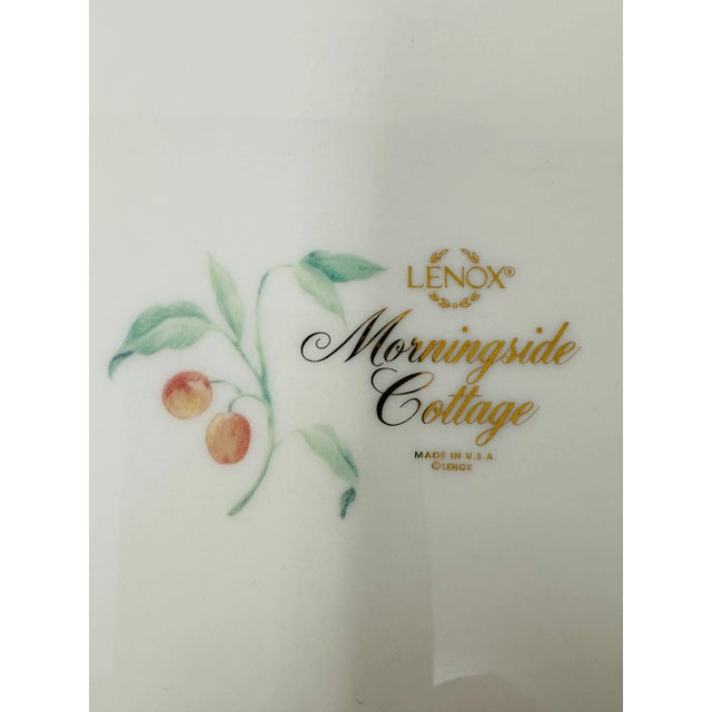 Lenox Morningside Cottage Round Platter | Ivory Bone China Chop Plate With Gold Trim | Pink Floral, Butterfly & Dragonfly Design For Sale - Image 9 of 9