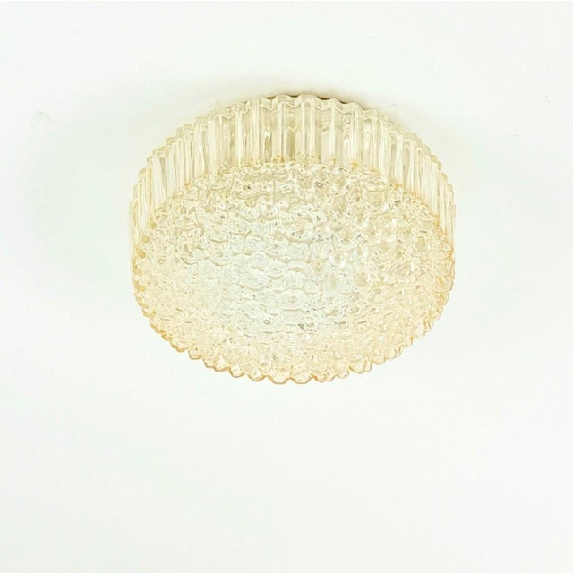 Stunning mid-century light amber/champagne bubble glass ceiling light/flush mount by Helena Tynell for Limburg, Germany's...