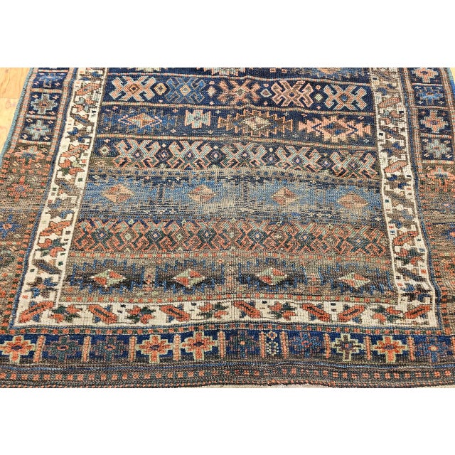 Antique Caucasian Shahsavan Tribal Rug, Hand-Knotted Wool, Geometric Pattern, Navy & Green, 5x6 For Sale - Image 11 of 16