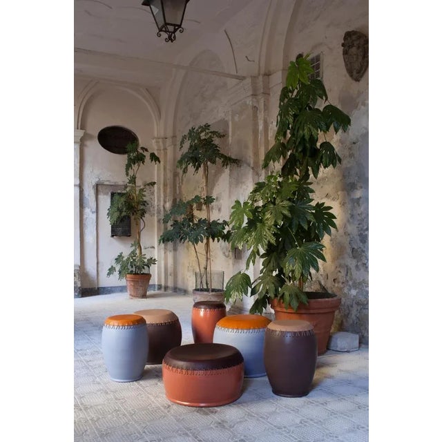 Contemporary Bombo Leather Side Tables by Nestor Perkal, Set of 3 For Sale - Image 3 of 12