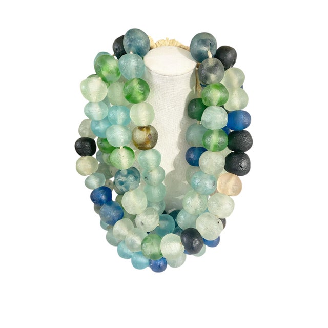 African Vintage African Jumbo Glass Mixed Trading Beads Necklace Set of Five For Sale - Image 3 of 7
