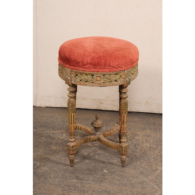 19th Century Carved French Neoclassic Stool For Sale - Image 9 of 12