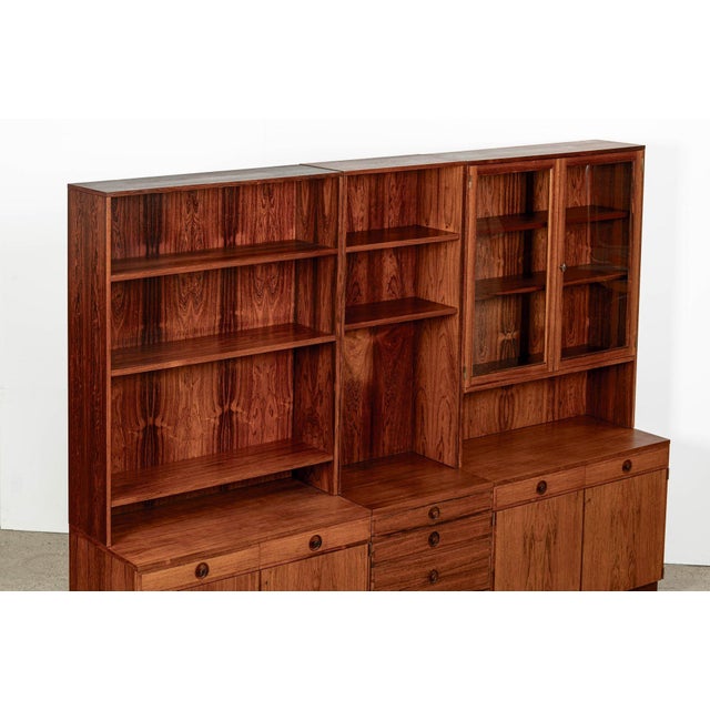 Bodafors Mid-Century Modern Swedish Rosewood Wall Unit Bookcase by Bertil Fridhagen for Bodafors, 1960s For Sale - Image 4 of 18