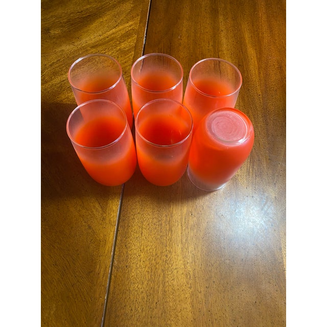 Beautiful Vintage Blendo Orange Frosted 14 oz Glasses, these tumblers stand 5 inches tall. They are free from chips and...
