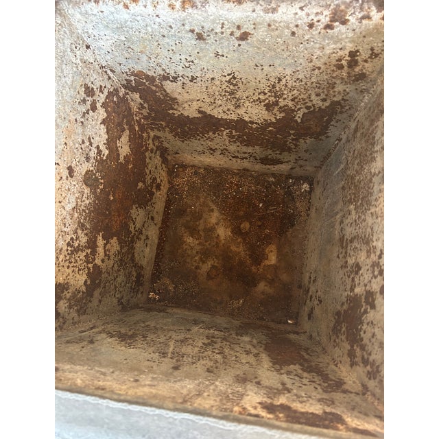 Metal Vintage Zinc Planters -a Pair For Sale - Image 7 of 10