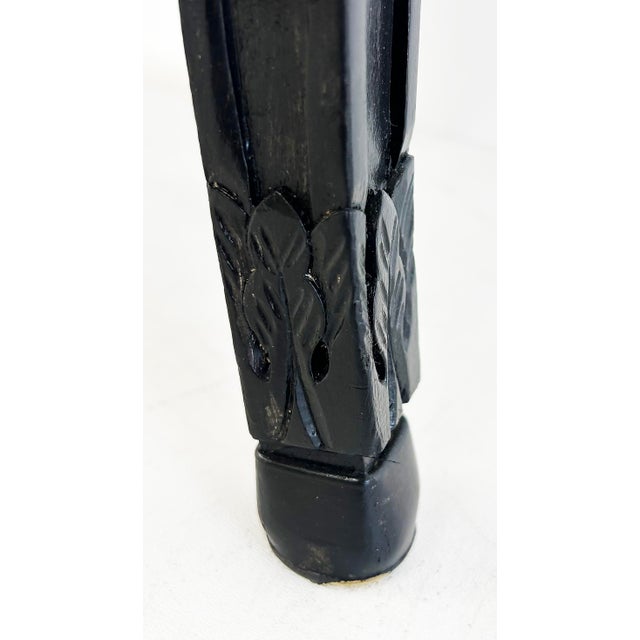 Vintage Ebonized Carved Ram's Head Bergère Chairs, Pair For Sale - Image 13 of 16