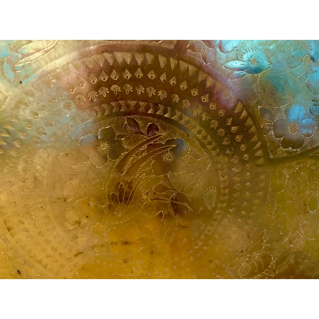 Wood Vintage Brass Round Tray and Teak Spider Legs Collapsible Table For Sale - Image 7 of 9