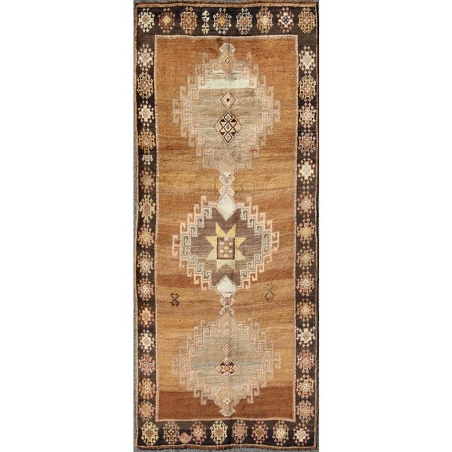 Vintage Turkish Kars Rug in Brown Colors, Tan, Taupe and Light Green For Sale - Image 10 of 10