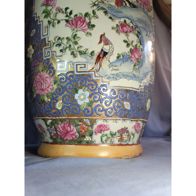 Antique Late 19th Century Hand Painted China Guangcai Gilt Floral Porcelain Sleeve Vessels - a Pair For Sale - Image 11 of 13