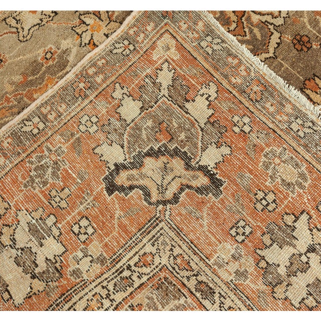 Textile 19th Century Indian Amritsar Brown, Beige and Salmon Wool Rug For Sale - Image 7 of 8