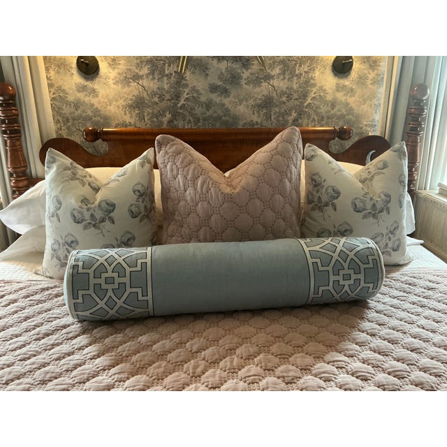 Colefax & Fowler Classic "Bowood" Floral Blue and Grey 22" Pillows - A Pair For Sale - Image 4 of 4