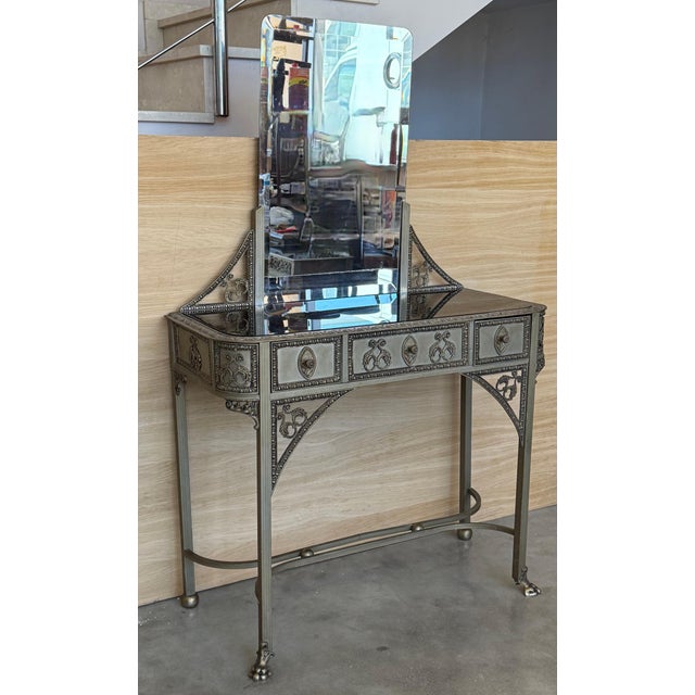 19th Century French Bronze Mirrored Dressing Table or Vanity with Mirror For Sale - Image 18 of 18