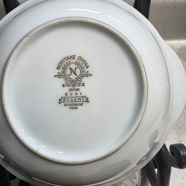 Excellent Vintage Condition Noritake China Regent Gold 5681 Lugged Soup Bowls Set/4 For Sale - Image 10 of 10