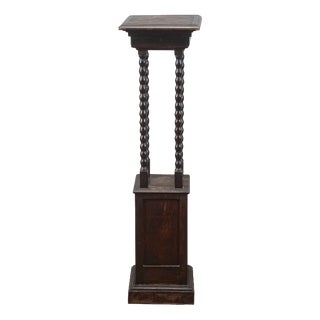 Dark Wood Turned Entrance Plant Stand For Sale