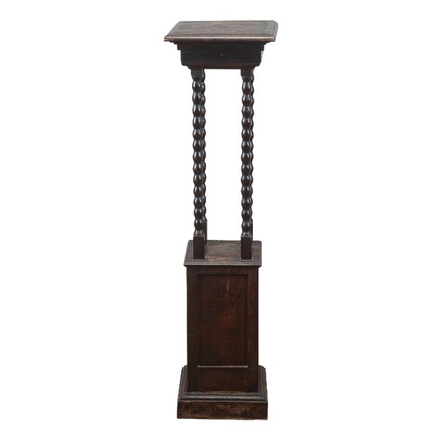 Dark Wood Turned Entrance Plant Stand For Sale
