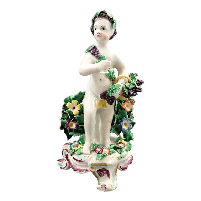Porcelain Figure of a Bacchus Putto from Bow, 1760s For Sale