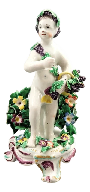 Porcelain Figure of a Bacchus Putto from Bow, 1760s