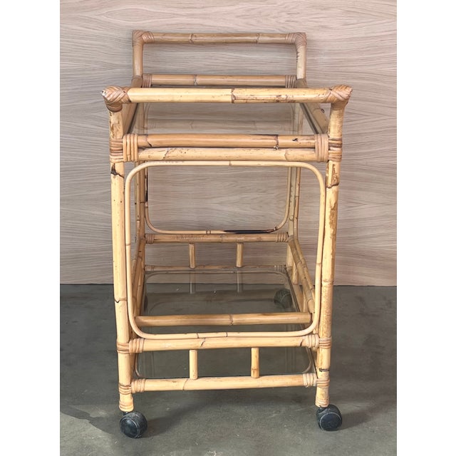 1950s Mid-Century Modern Bamboo Tea Cart, Garden Furniture For Sale - Image 5 of 8