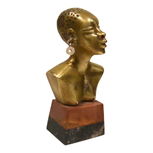 1950s Small African Bronze Female Bust Sculpture