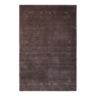 Modern Gabbeh Gray Wool Rug - 5'3''x8'0'' For Sale
